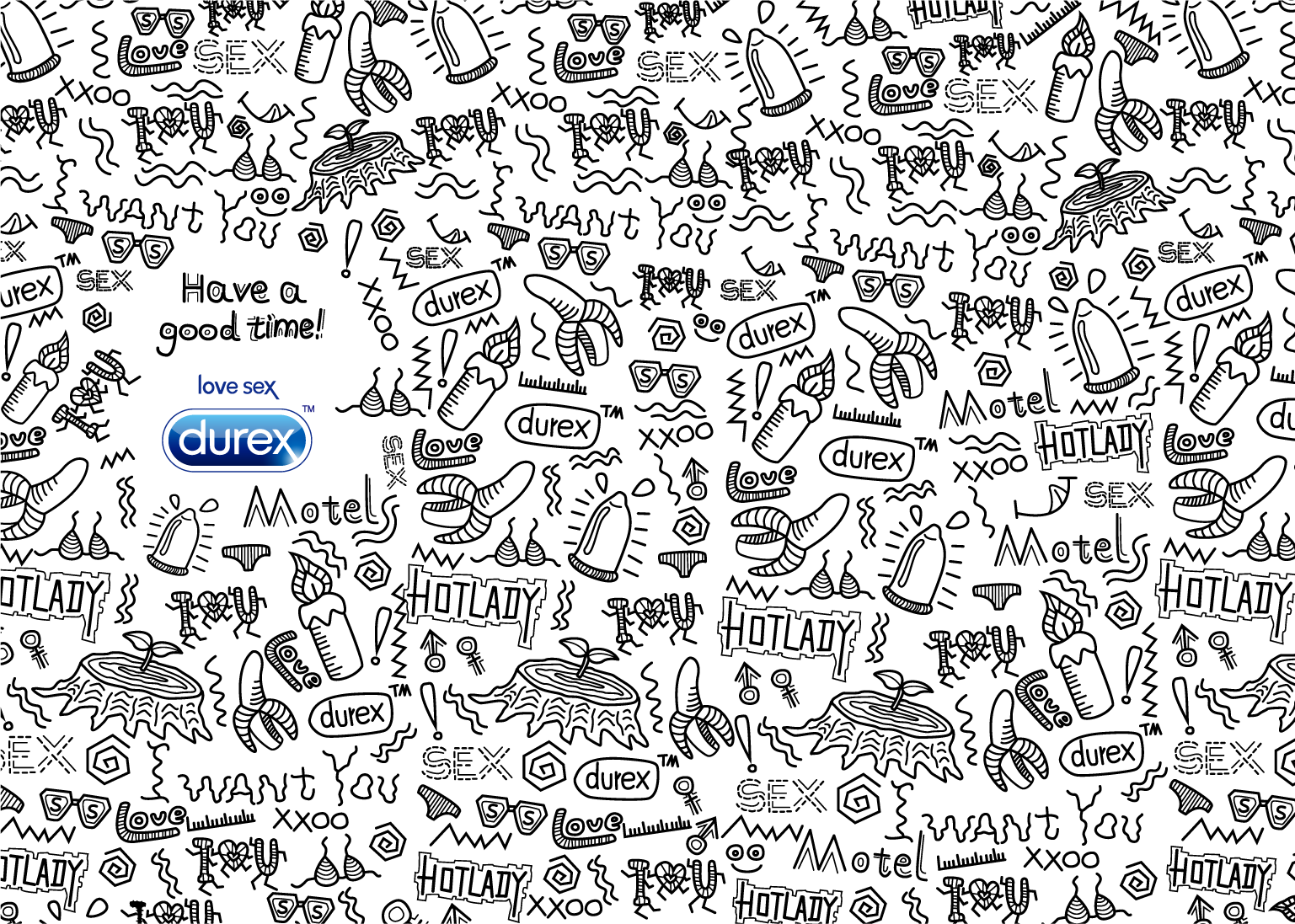 A customised artwork featuring detailed illustrations created specifically for this Durex campaign